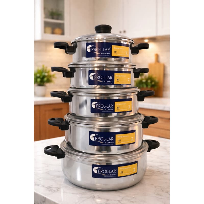 Jogo de panelas em Alumínio da marca Prol-lar de Excelente qualidade.