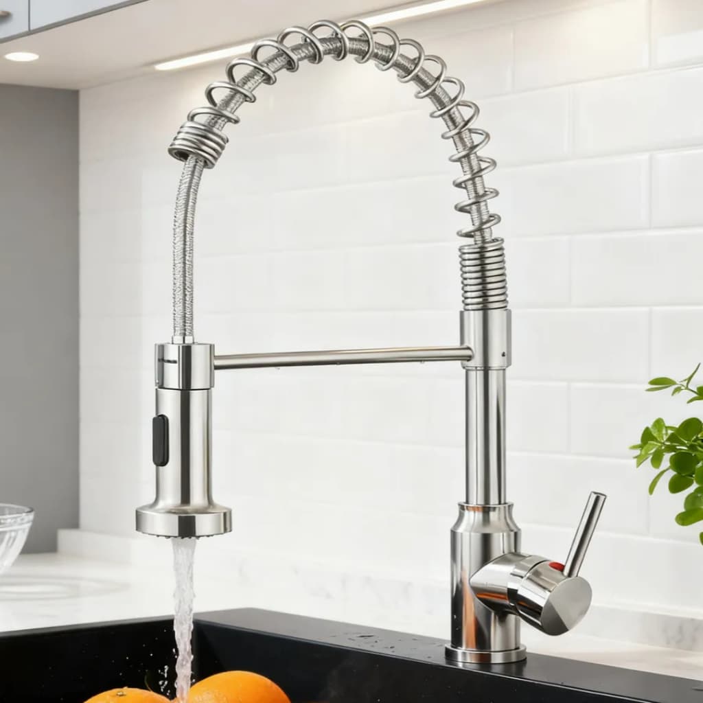 Torneira Gourmet Cromada Cozinha Com Mola 360° Spray Duplo Monocomando