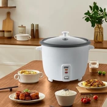 Panela Arroz Elétrica Branca Cozimento Refeição Cozinha Recipiente Aquecer Esquentar Porção