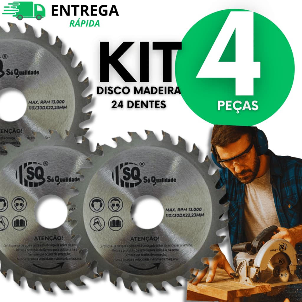 Disco de Corte Madeira 24 Dentes para Madeira 4" Serra Circular Maquita  Pedreiro Construção Utilidades
