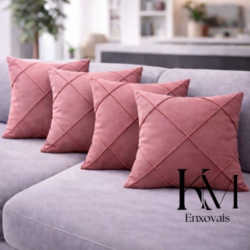 kit de Capas de almofadas drapeadas em Suede Premium Com Toque Macio e Aveludado para Salas, Quartos e Escritório....