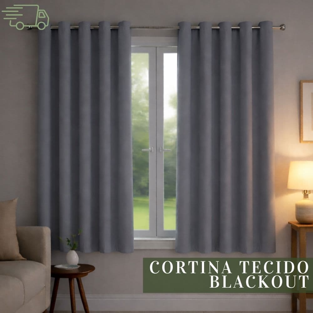 Cortina Tecido Blackout Ilhós Para Quarto Sala Cozinha Diversos Tamanhos e Cores