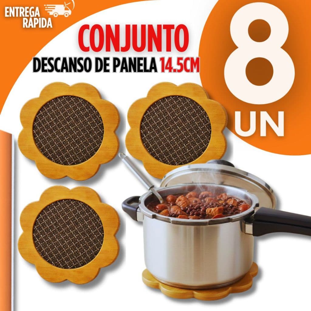 Kit 8 Descanso de Panela MDF 14,5cm Apoio de Panela e Protetor de Mesa com Formato Excelente Cozinha