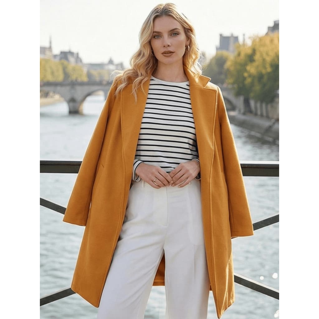 Casaco Feminino Liso Longo, Sobretudo Clássico Inverno-30069