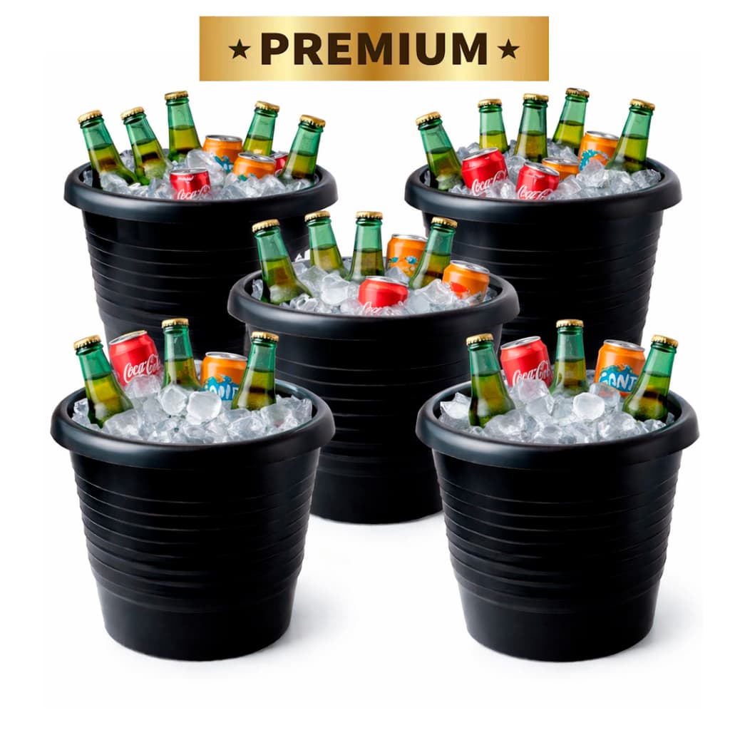 Kit 5 Baldes Baldinho Redondo Preto 4,6L – versátil ecológico Vaso Ideal Bares Restaurantes