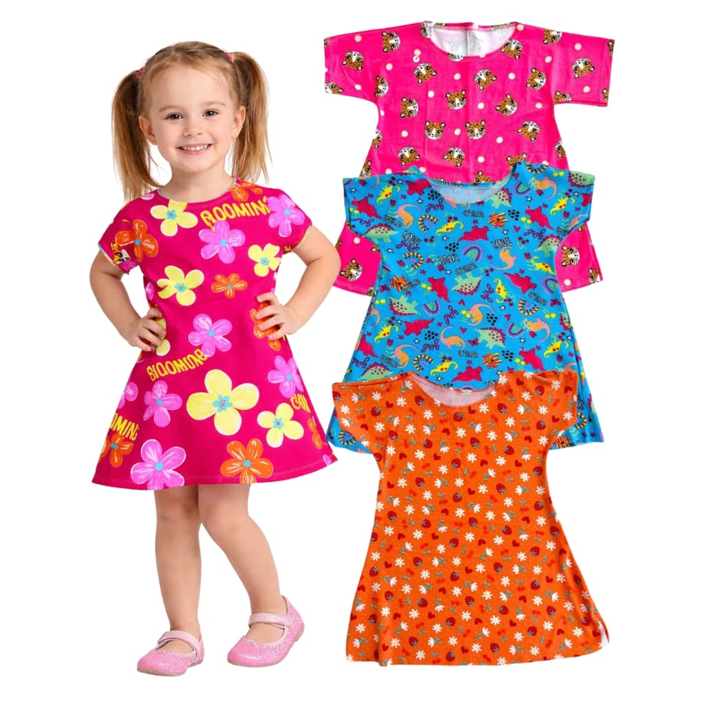 Kit 3 vestidos infantis - vestidos de menina sortido