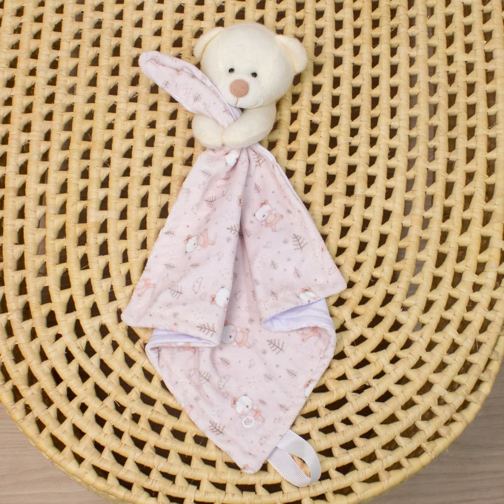 Naninha Bebê Menina Plush com Forro em Algodão Prendedor de Chupeta Estampas Variadas