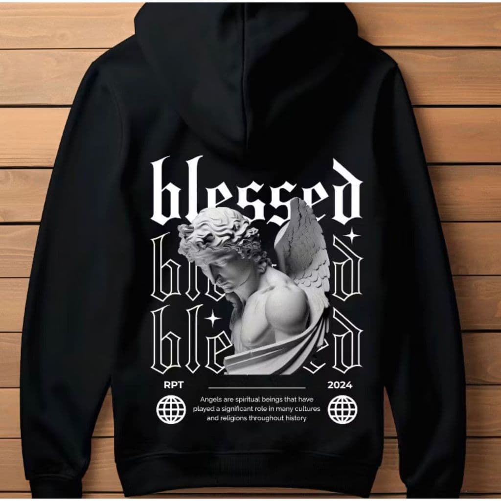 Blusa de Moletom Unissex Blessed Respect Angel Canguru Streetwear Lançamento 2026 ENVIO IMEDIATO