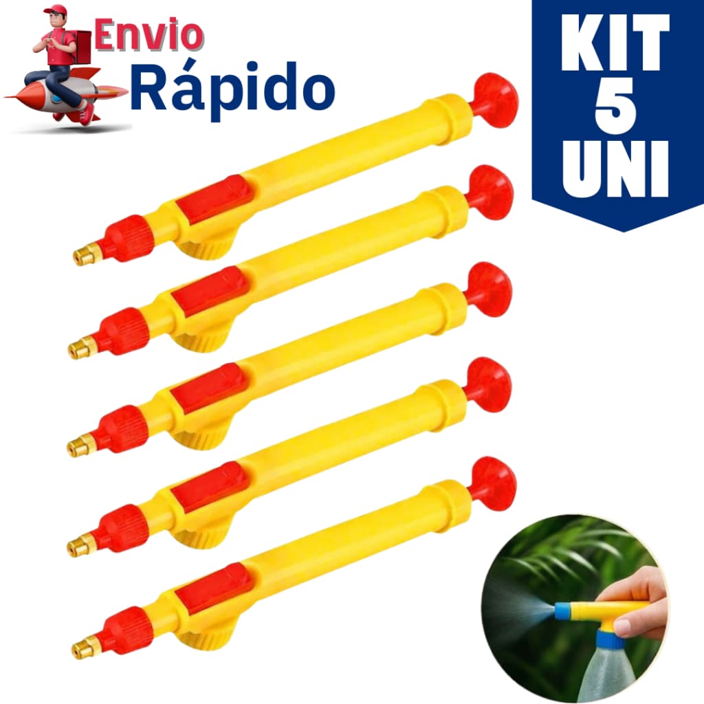 Kit 5 ou 3 Pulverizador de Garrafa PET - Alta Pressão Borrifador Manual Plantas Jardim Uso Doméstico