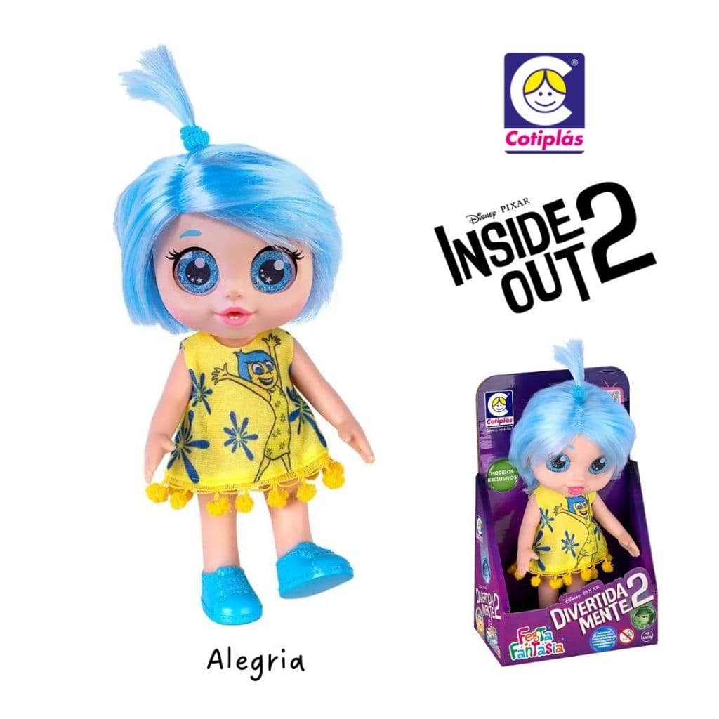 Brinquedo Boneca Divertidamente 2 18cm Cotiplás Personagens Alegria Ansiedade Medo Raiva Tristeza Nojinho
