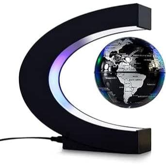 Globo Terrestre Magnético Flutuante Decorativo Com Led 17cm (Prata)