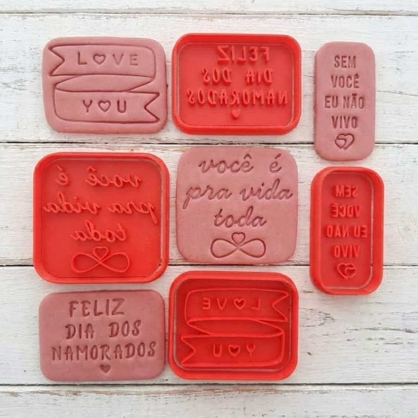 Love You Dia dos Namorados ️Cortador de Biscoito Amor Cookies Bolacha Massinha Biscuit Carimbo Presente Infinito