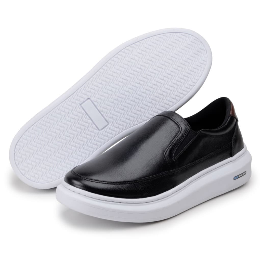 Sapatenis Tenis Mocassim Masculino Slip On 100% Couro Legitimo Calçar Facil Confortavel Macio 1051