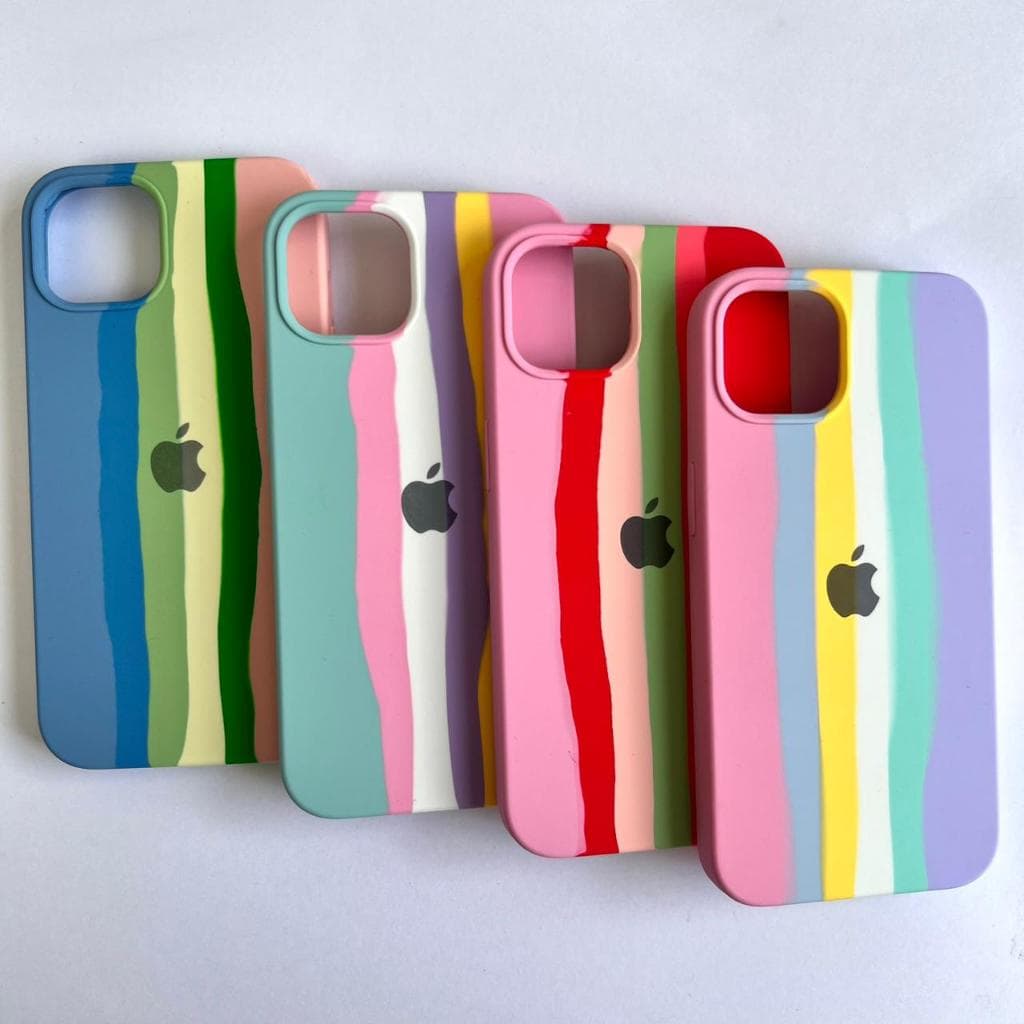 Capinha Para IPhone 13 / IPhone 14 /  Capa Case Silicone Colorida Arco Íris Forrada Aveludada CF18