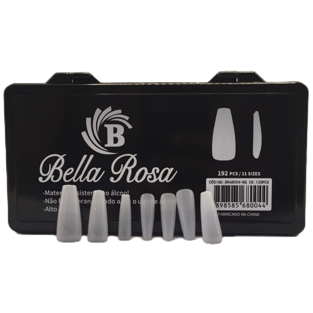 Kit 192 Unhas Postiça COFFIN Branco Profissional Alto Brilho Branca Leitosa Postiça Coffin