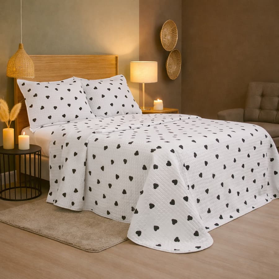 Kit Cobre Leito King Size + Portas Piquet Estampado e Liso Moderno e Atemporal
