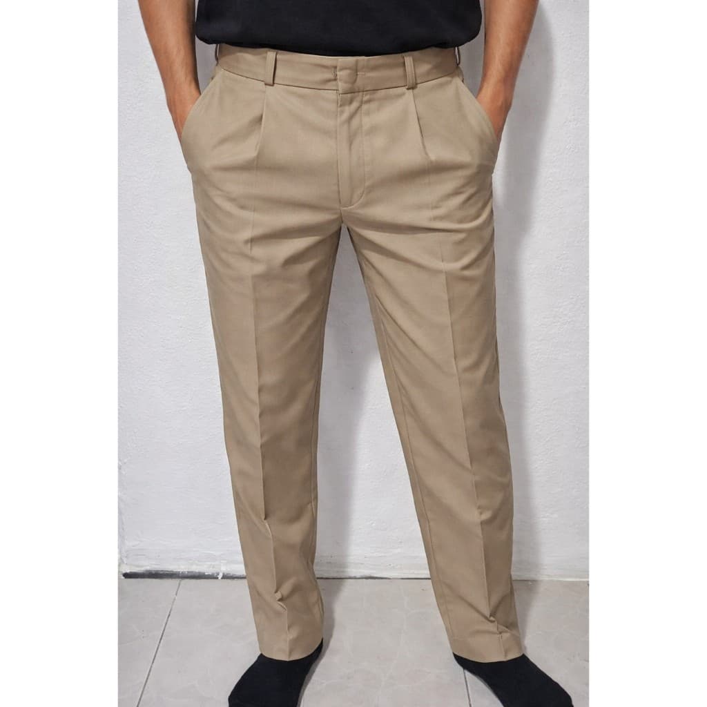Calça De Terno Masculino Slim Social Tergal 4 Bolsos Forrados