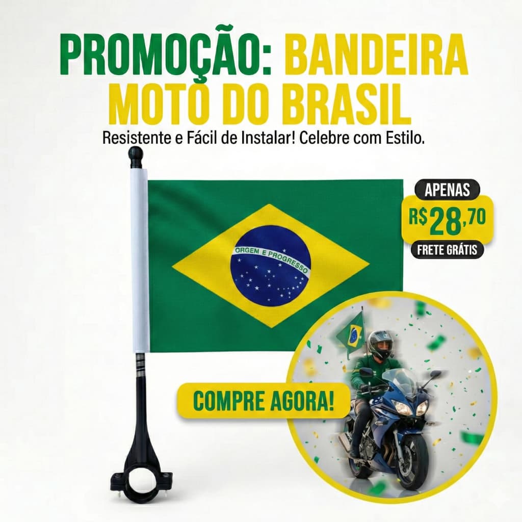 Kit 2 Bandeiras Do Brasil P/ Moto Bike Dupla Face C/ Haste