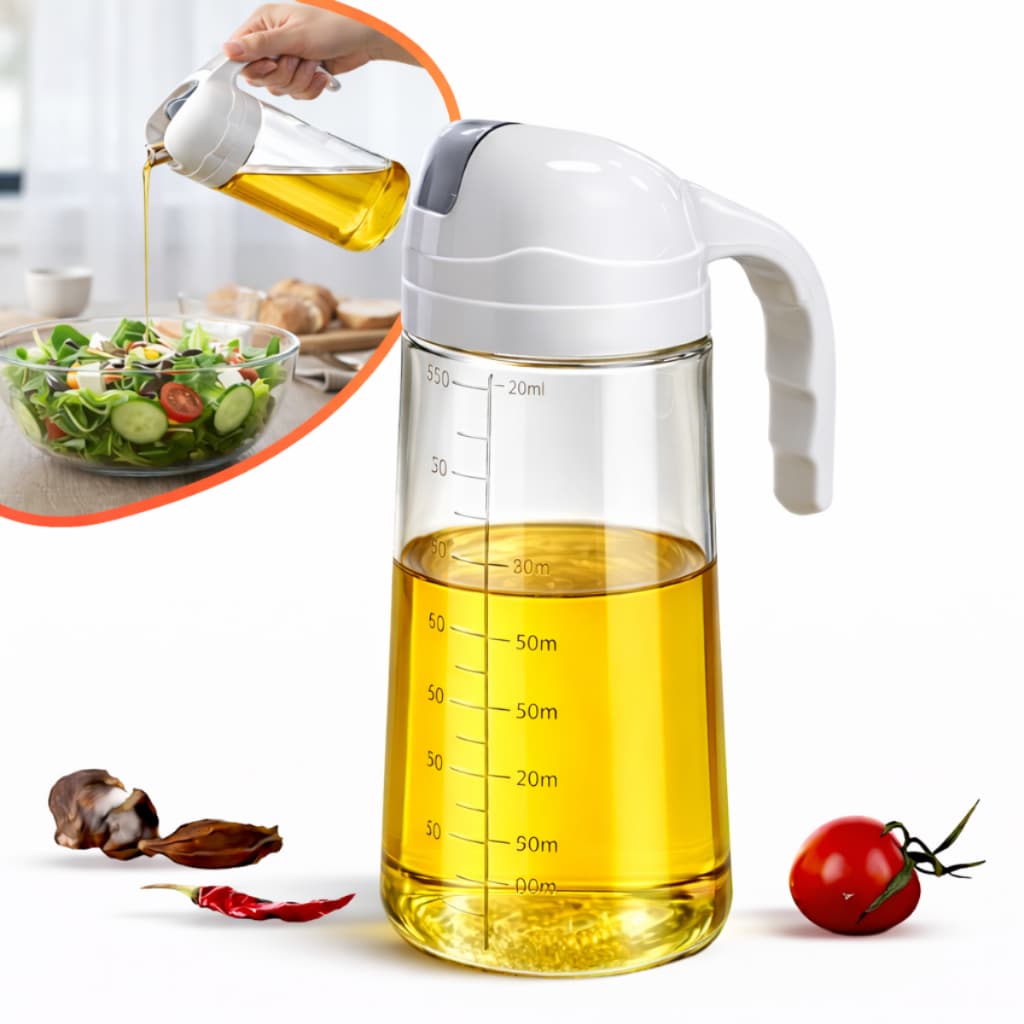 Galheteiro Dispenser Porta Azeite Vinagre Óleo 630 ml Vidro com Tampa e Bico Dosador