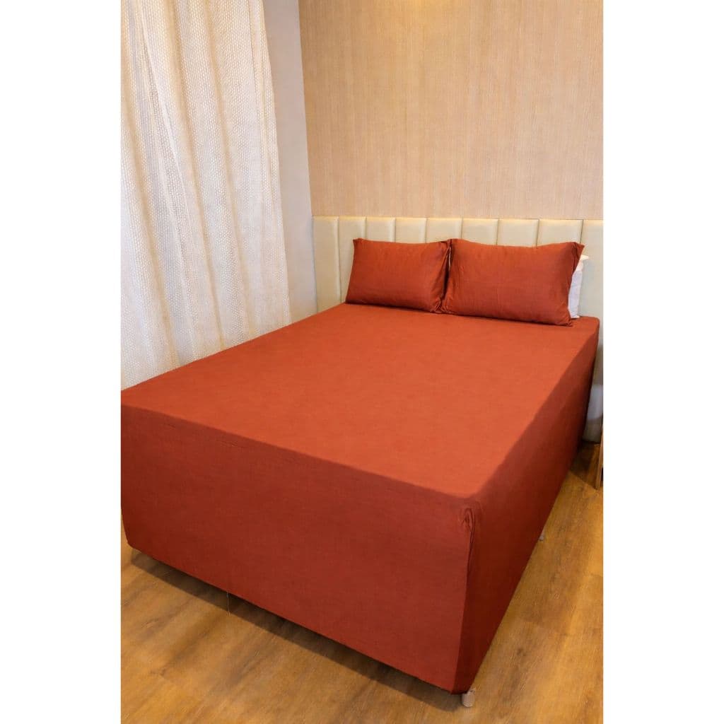 Lençol Capa Luva Box Protetor de Colchão Queen Malha Lisa 120GSM 1,60m x 1,90m x 0,60m + 2 Fronhas
