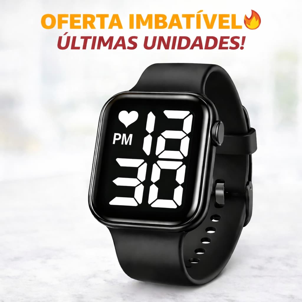 Relógio Digital SKMEI Masculino Esportivo LED Resistente à Água Calendário Alarme Cronômetro PRETO
