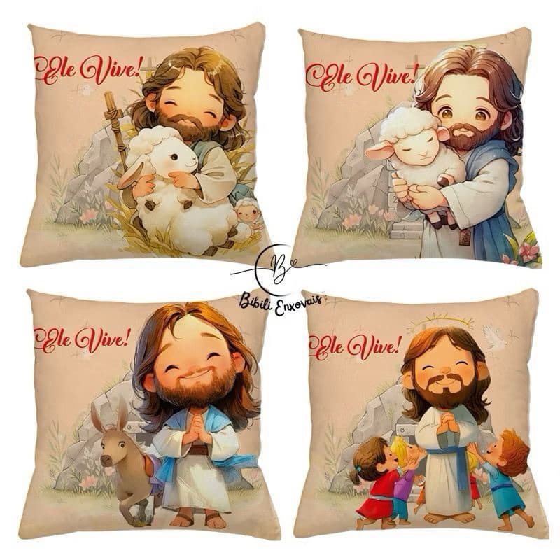 Kit 4 Capas de Almofada Páscoa 45x45 Decorativas