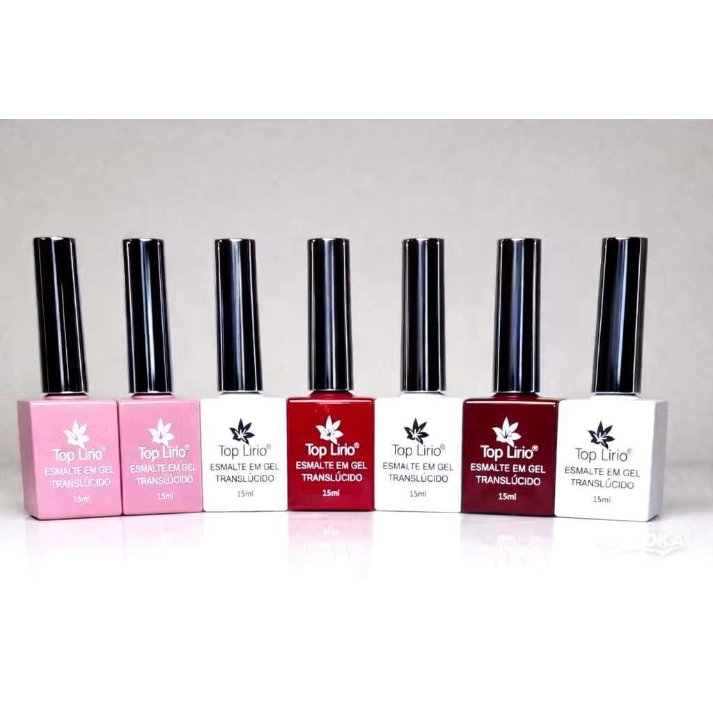 Kit 2 Esmaltes Em Gel Translúcido Renda Tradicional Renda Rodado Realista Top Lírio Branco Roxo