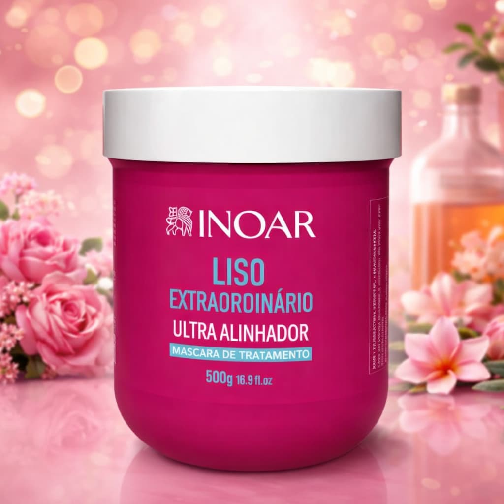 Máscara Tratamento Ultra Alinhadora Inoar Liso Extraordinário 500ml - Reparação Antifrizz