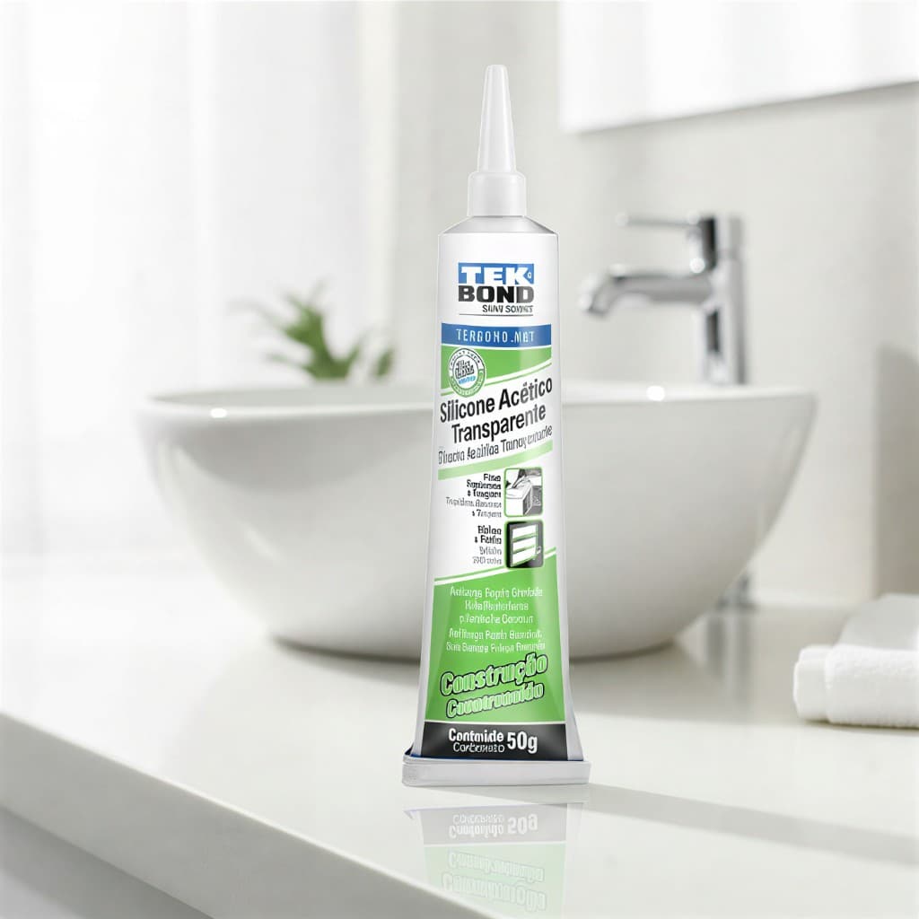 Silicone Acético Transparente  Construção Tekbond 50g   Vedação Pia, Cuba Box Multiuso