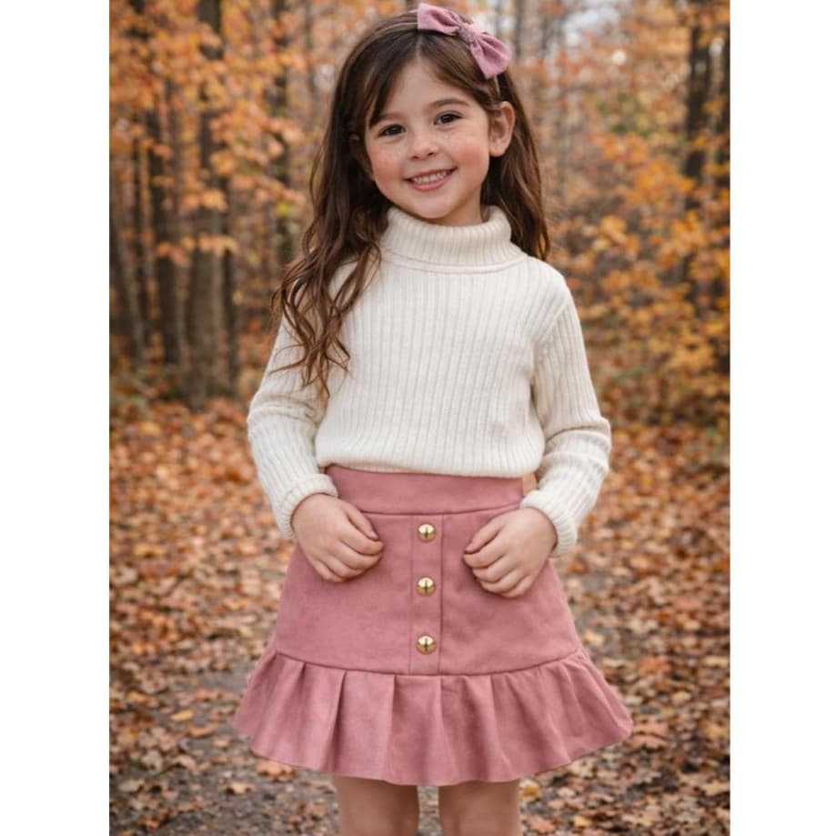 Saia Infantil Mini Diva Suede Babado Blogueirinha Meninas