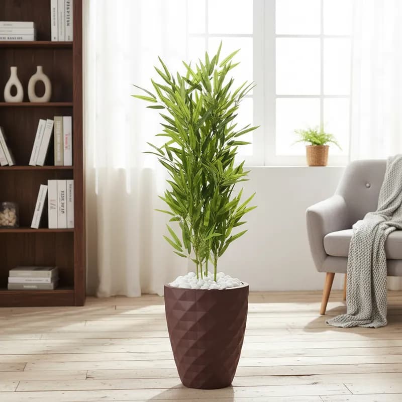 Planta Artificial Bambu Da Sorte Real Toque Com Vaso Decor