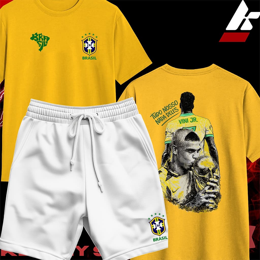 Kit Streetwear Clima de Copa Masculino Feminino Camiseta 100% Algodão + Bermuda