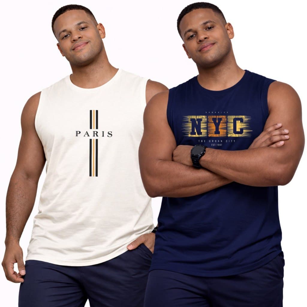Camiseta Masculina Plus Size G1 G2 G3 Regata Machão Extra Grande