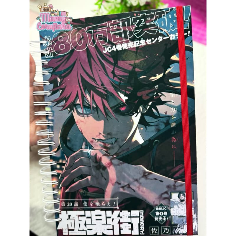 Caderno 10 matérias vermelho Gokurakugai- Colegial grande