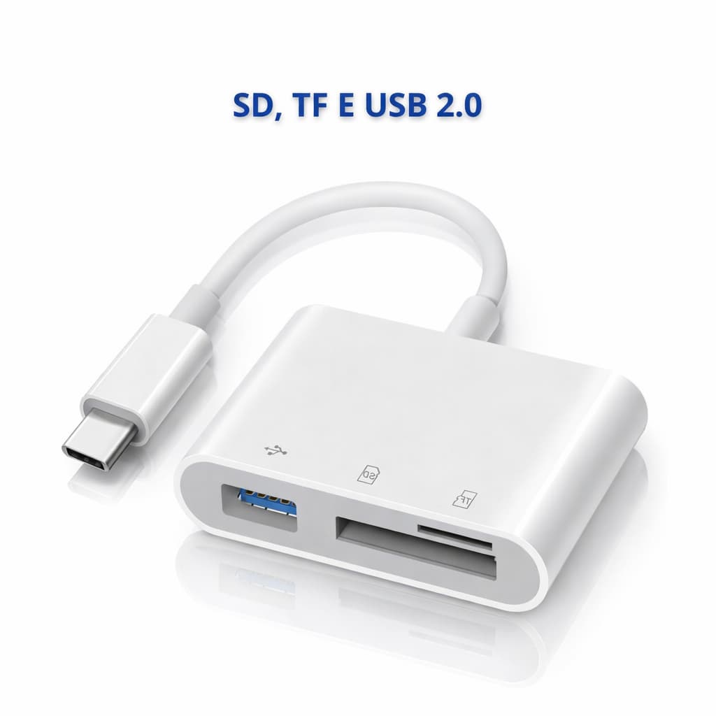 3 EM 1 Cabo Adaptador USB Tipo C Leitor de Cartão de Memória Micro SD, TF E USB 2.0 Conector OTG