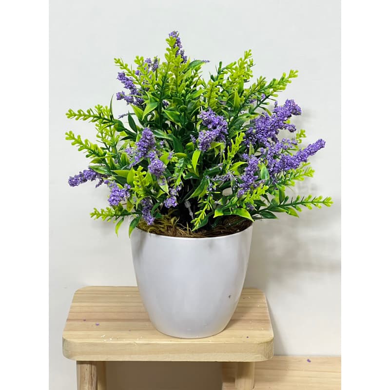 Flor Lavanda Artificial com Vaso copo para Decoração Elegante