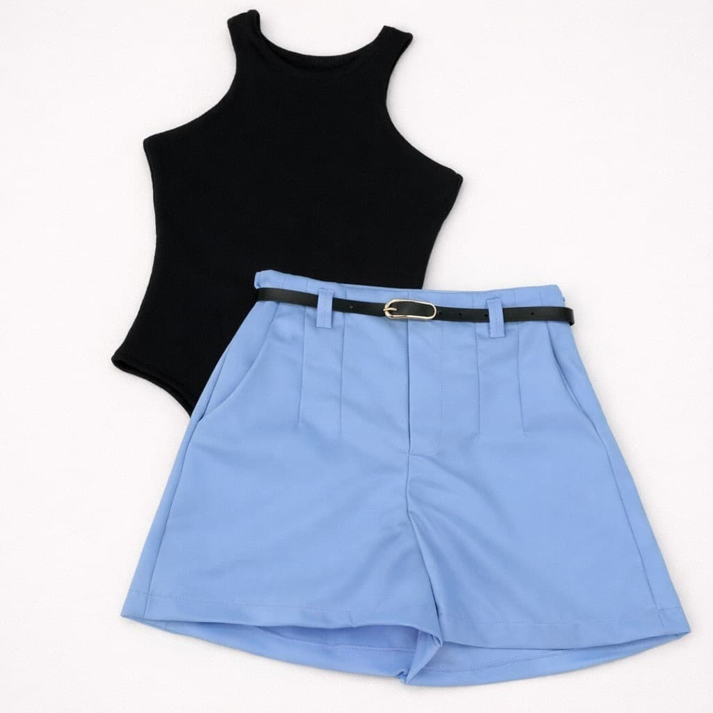 Conjunto Feminino Body Regata + Short Alfaiataria