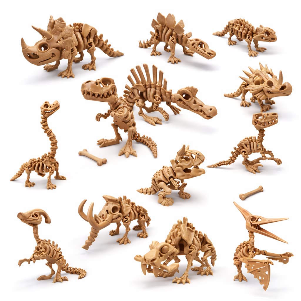 MONTE SEU KIT DE DINOSSAUROS ARTICULADOS E OUTROS MODELOS DA ERA JURÁSSICO– TAMANHO MÉDIO COR OSSO