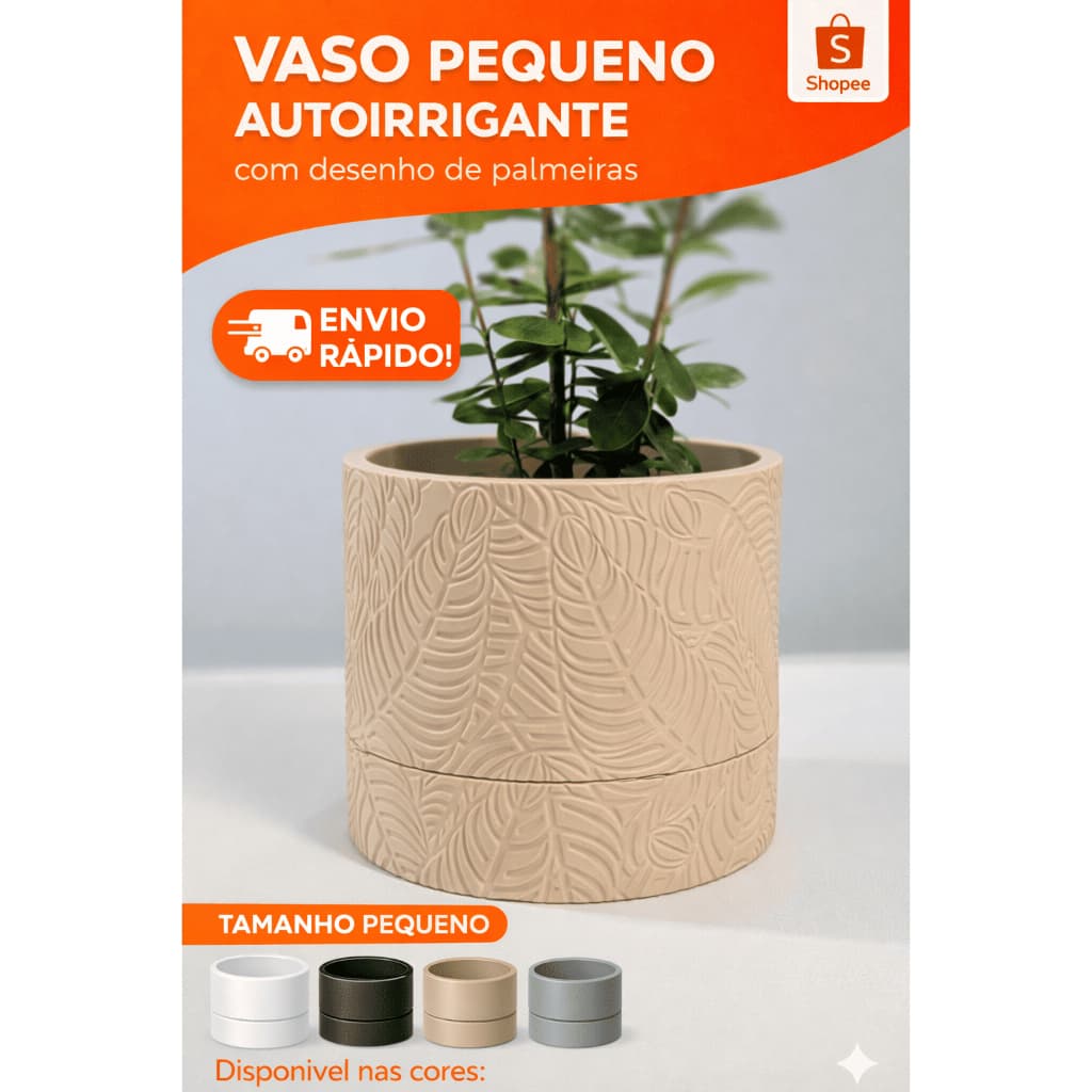 Vaso Auto irrigante Texturizado - Vaso Decorativo Costela de Adão Minimalista (Mini / Peq / Méd / Kit)