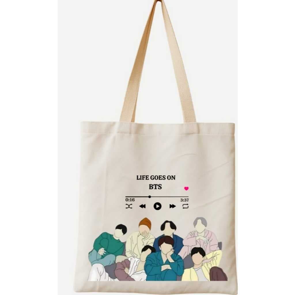 Ecobag BTS – 30x30cm Algodão Cru | Bolsa Ecológica K-Pop | Army | Coleção Exclusiva