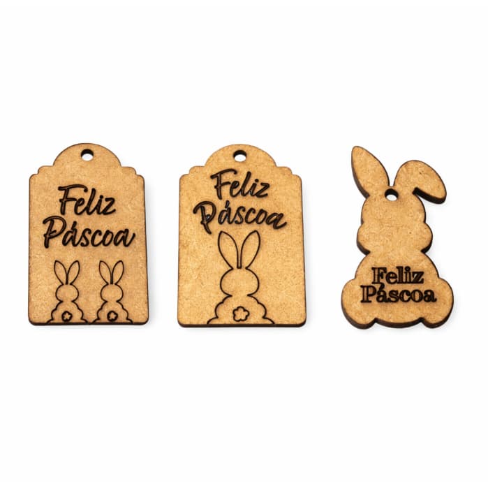 Tags Aplique Páscoa Coelhinho MDF 3mm Corte A Laser Decorativas Para Lembrancinhas