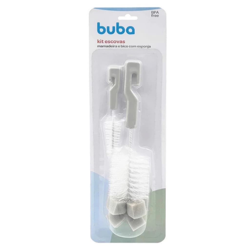 Kit Escova Mamadeira e Bico Buba Com Bucha Esponja Kit Escovas Para Limpeza De Mamadeira E Bico