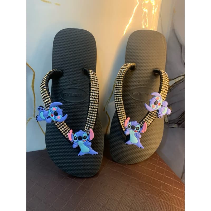 chinelo bordado / chinelo com strass/chinelo do lilo