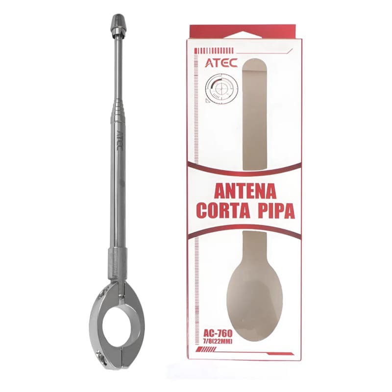 Antena Retrátil para Moto Corta Pipa 07 Estágios - Aço Inoxidável, Instalação Fácil, Design Moderno