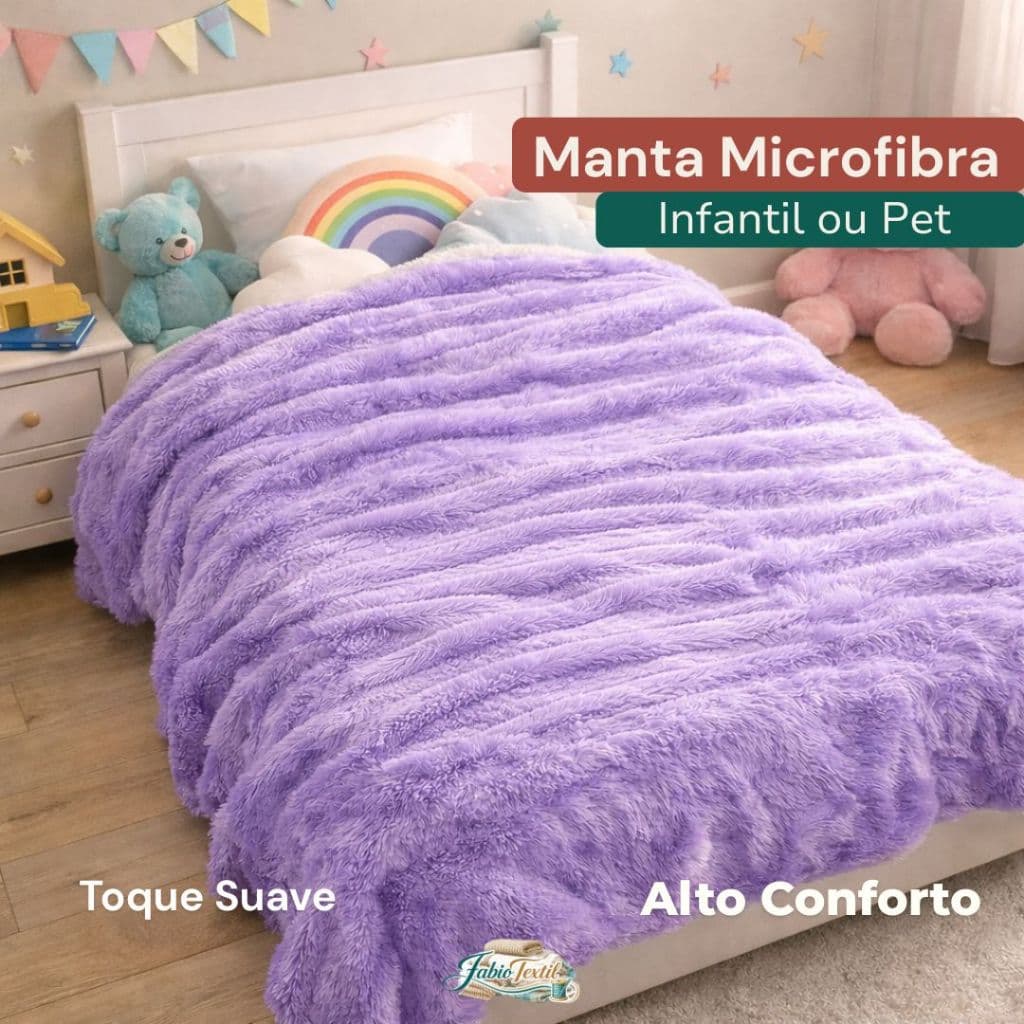 Manta Microfibra 90x1,00m Infantil ou Pet Toque Suave e Alto Conforto