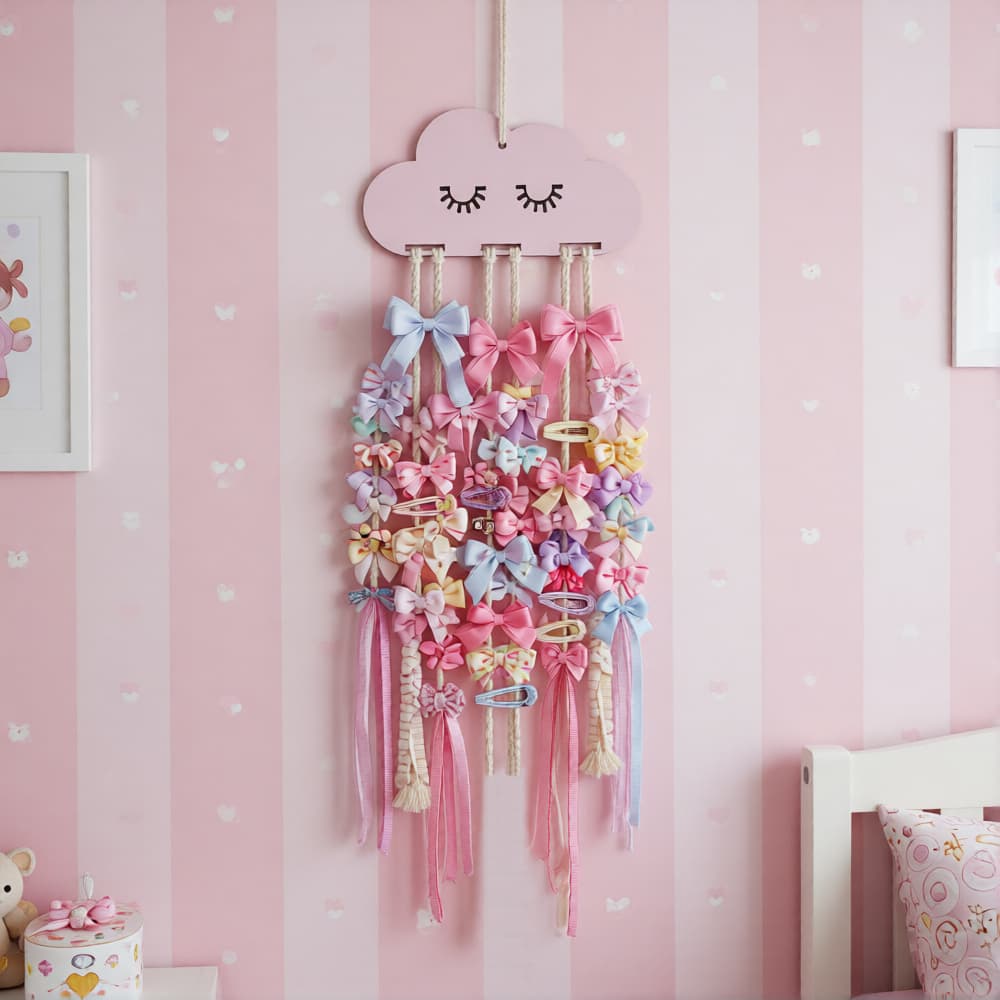 Rack De Armazenamento De Acessórios Para Cabelo Infantil Organizador De Parede Elástico Laços Piranha Clipe