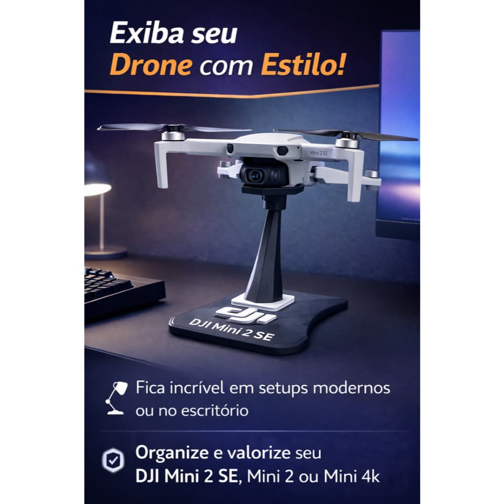Base Expositora para Drones DJI Mini 4k, DJI Mini 2 e DJI Mini 2 SE Stand de Mesa Moderno Escritório