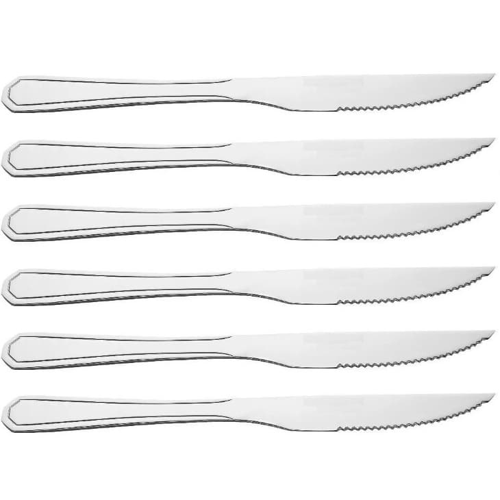 KIT 6 Facas de Mesa Aço Inox de Qualidade Premium - Talher Reforçado Jantar e Refeição
