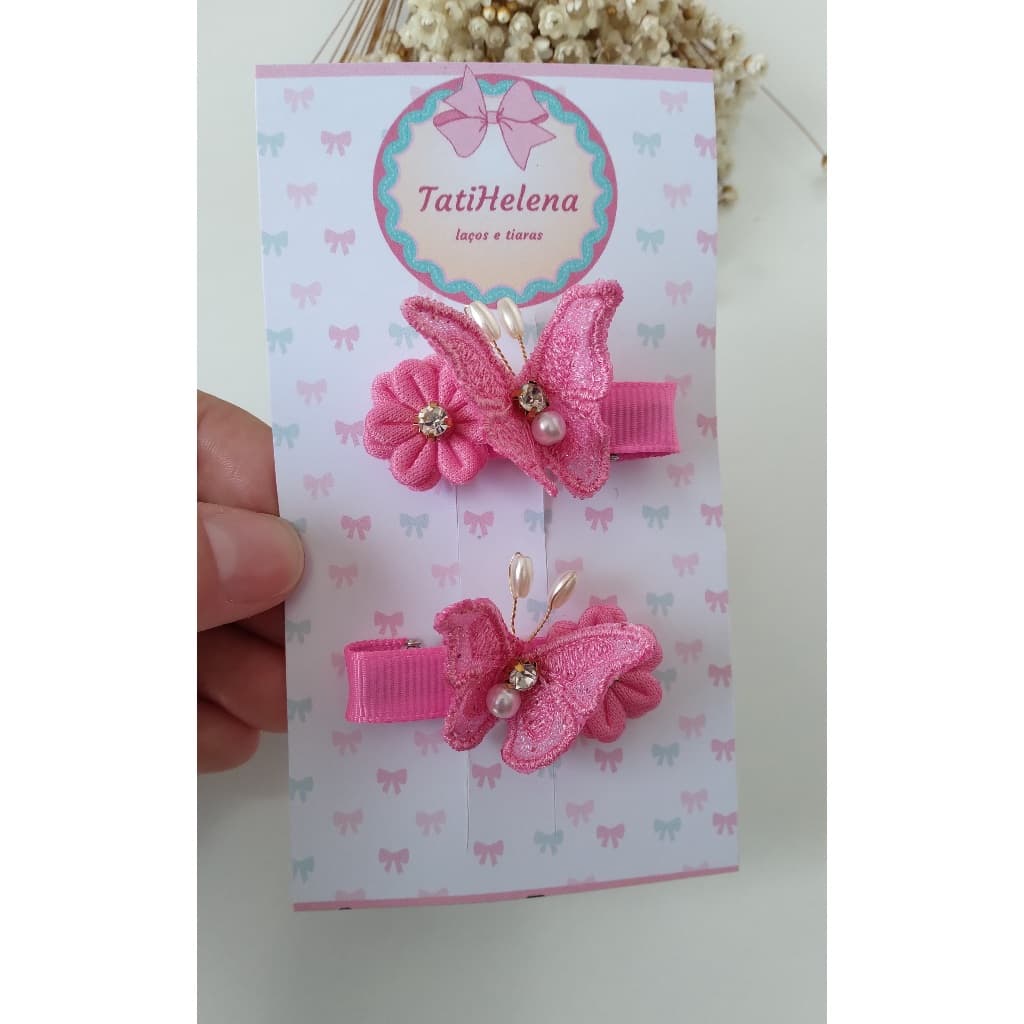 Par de Hair Clips Borboleta Baby Antideslizante para Fios Finos e Poucos Cabelos Laços Acessórios infantil Festa