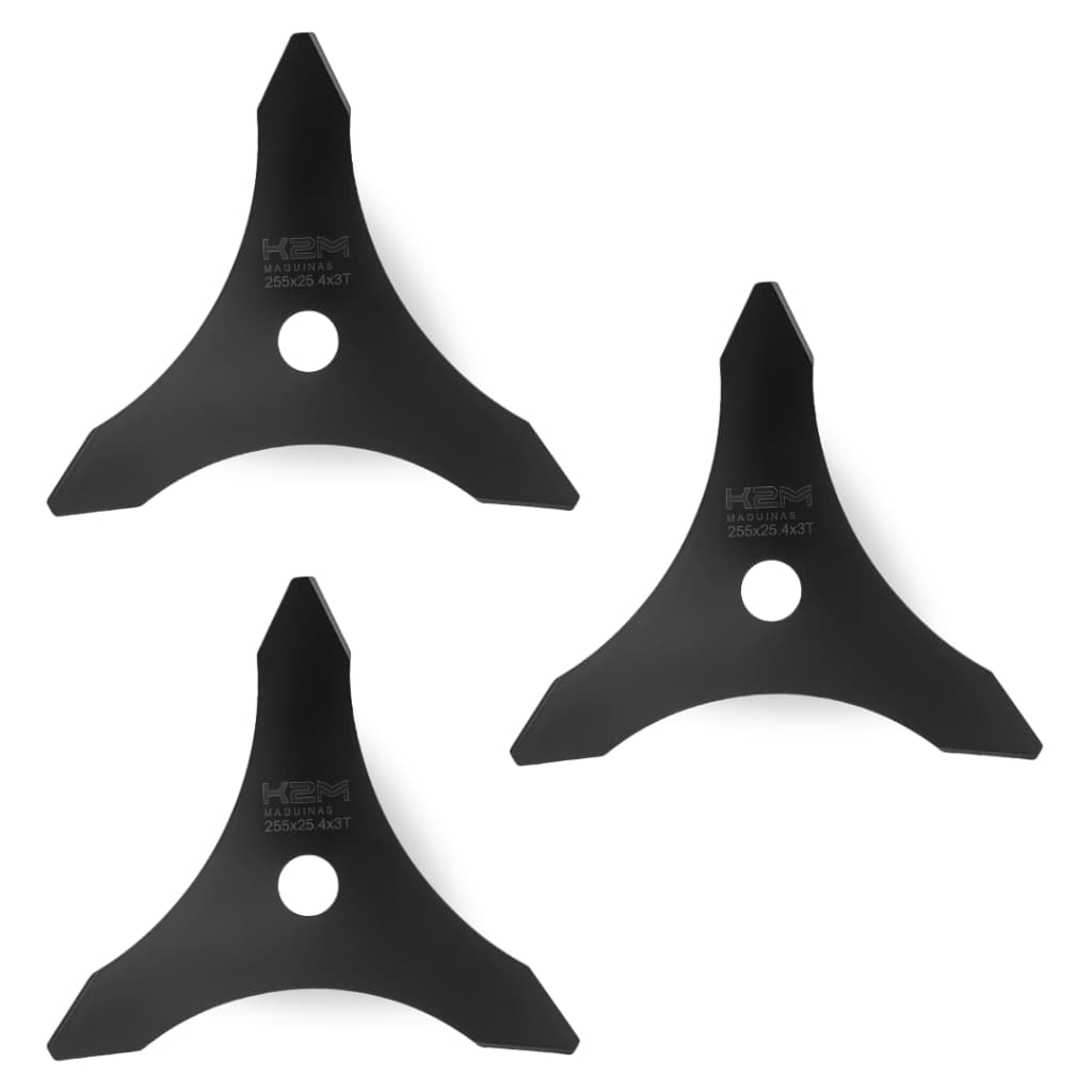 Kit 3 Unidades Lâmina 3 Pontas para Roçadeiras 1 polegada Compatível Stihl FS55, FS80, FS85, FS120, FS130